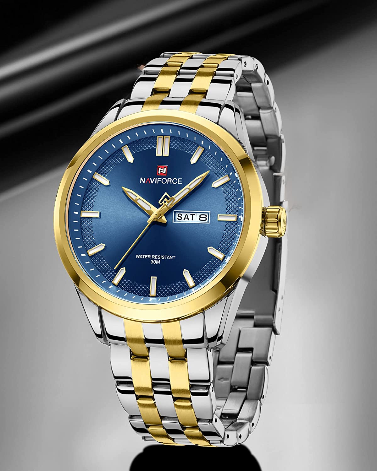 NAVIFORCE NF 9203 GBE Business Wrist Watch with Auto Day-Date Calendar Display for Men