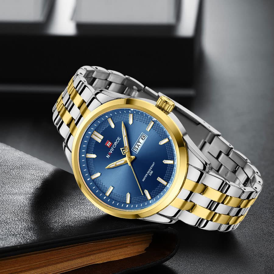 NAVIFORCE NF 9203 GBE Business Wrist Watch with Auto Day-Date Calendar Display for Men