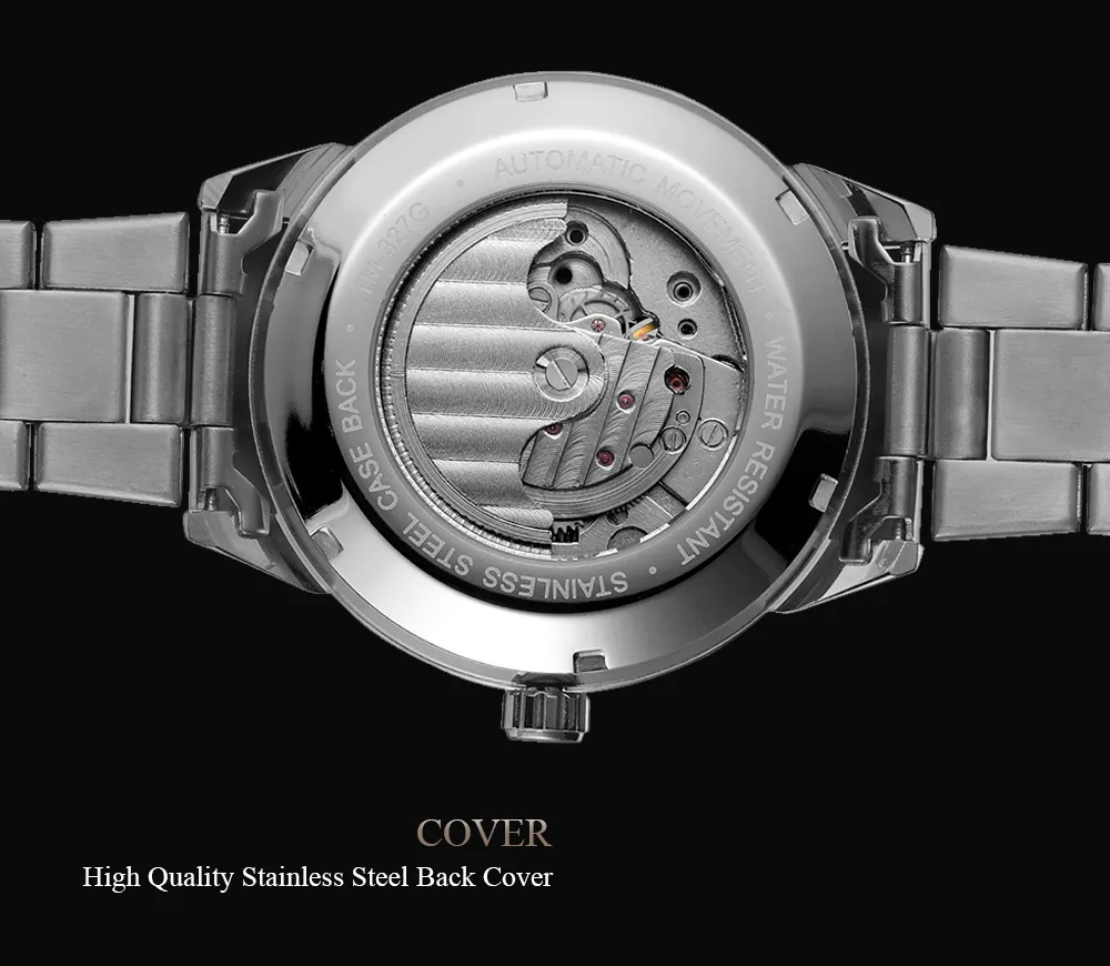 Forsining Open Heart Moon Phase Automatic Mechanical Analog Steel Band Men's Watch - FSG8187