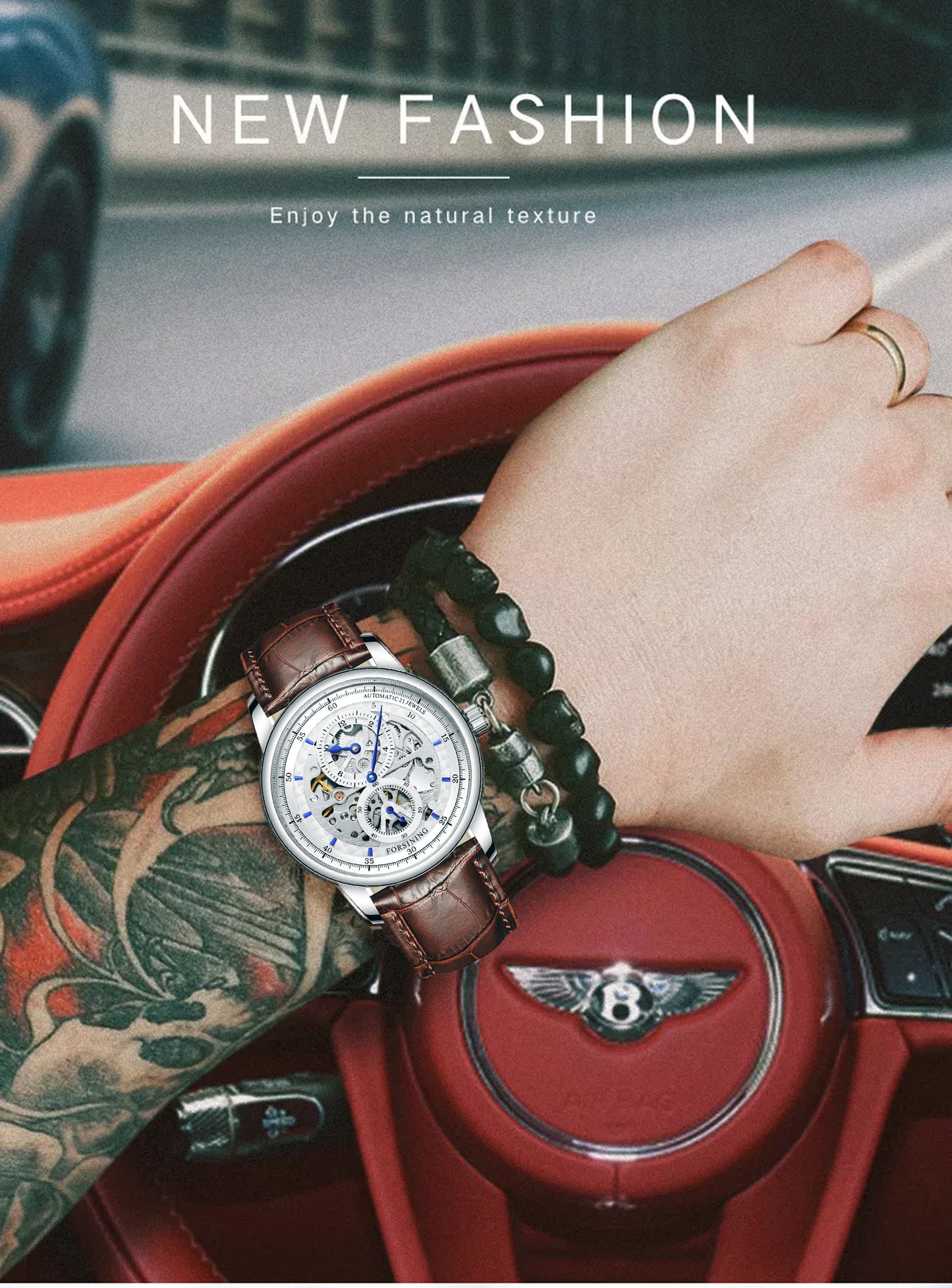 Forsining Skeleton Automatic Mechanical Wrist Watch | Self-Wind Regulator Watch Waterproof Watch for Men