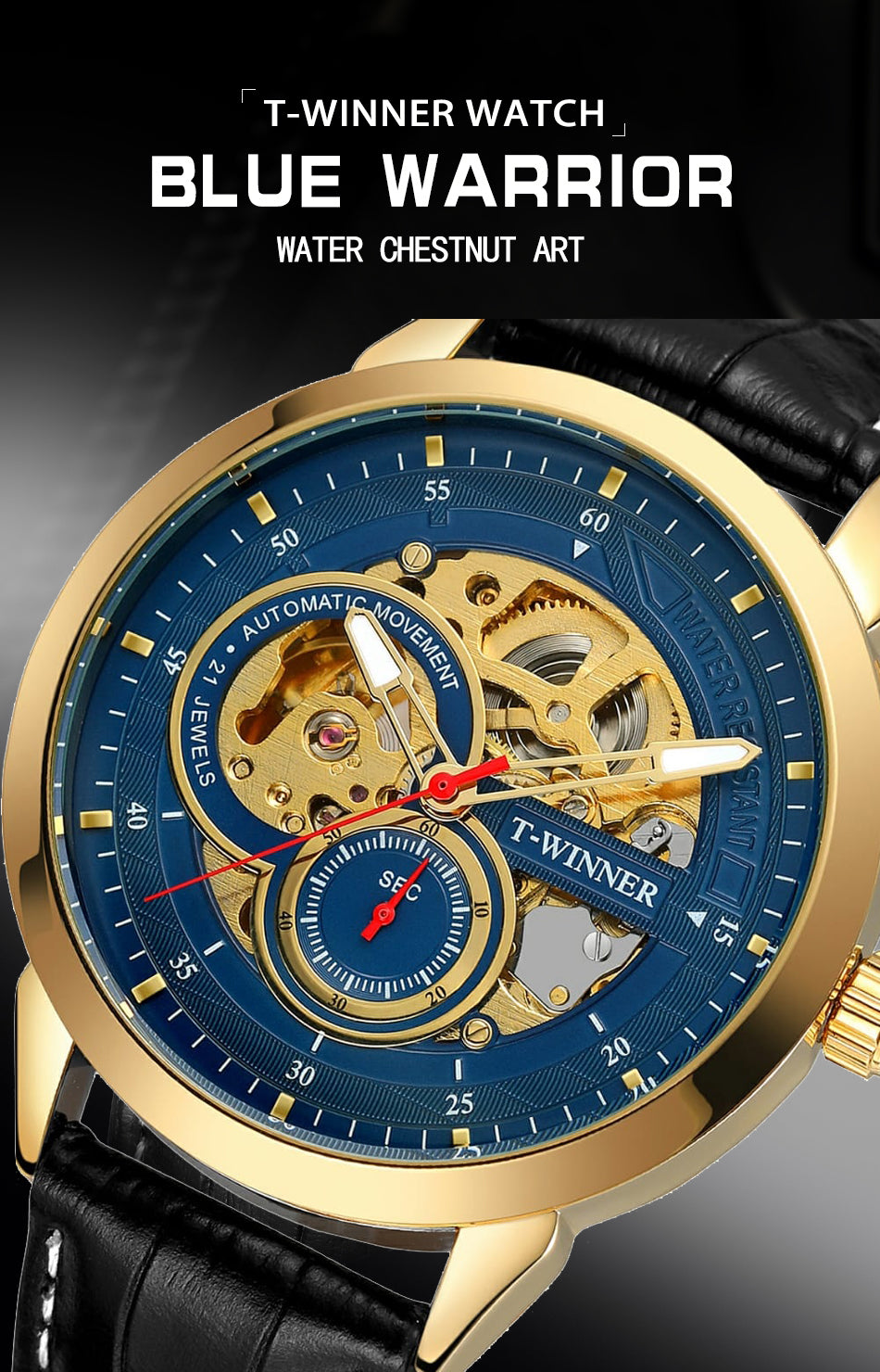 Forsining T - Winner WRG 8185 Blue Skeleton Automatic Mechanical Wrist Watch for Men