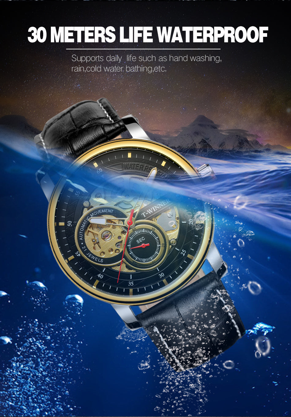 Forsining T - Winner WRG 8185 Blue Skeleton Automatic Mechanical Wrist Watch for Men