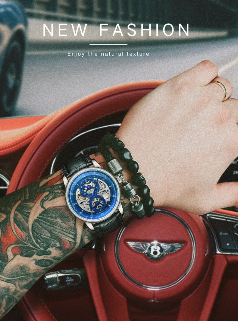 Forsining Skeleton Automatic Mechanical Wrist Watch | Self-Wind Regulator Watch Waterproof Watch for Men