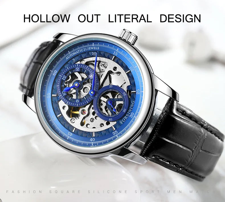 Forsining Skeleton Automatic Mechanical Wrist Watch | Self-Wind Regulator Watch Waterproof Watch for Men