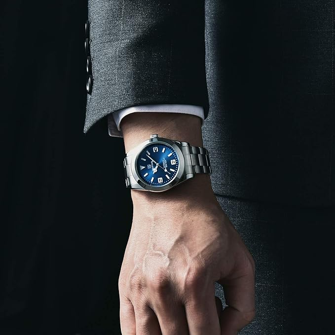 Benyar BY 5177 Classic Men's Watch with Blue Sunburst Dial and Oversize Arabic Numerals