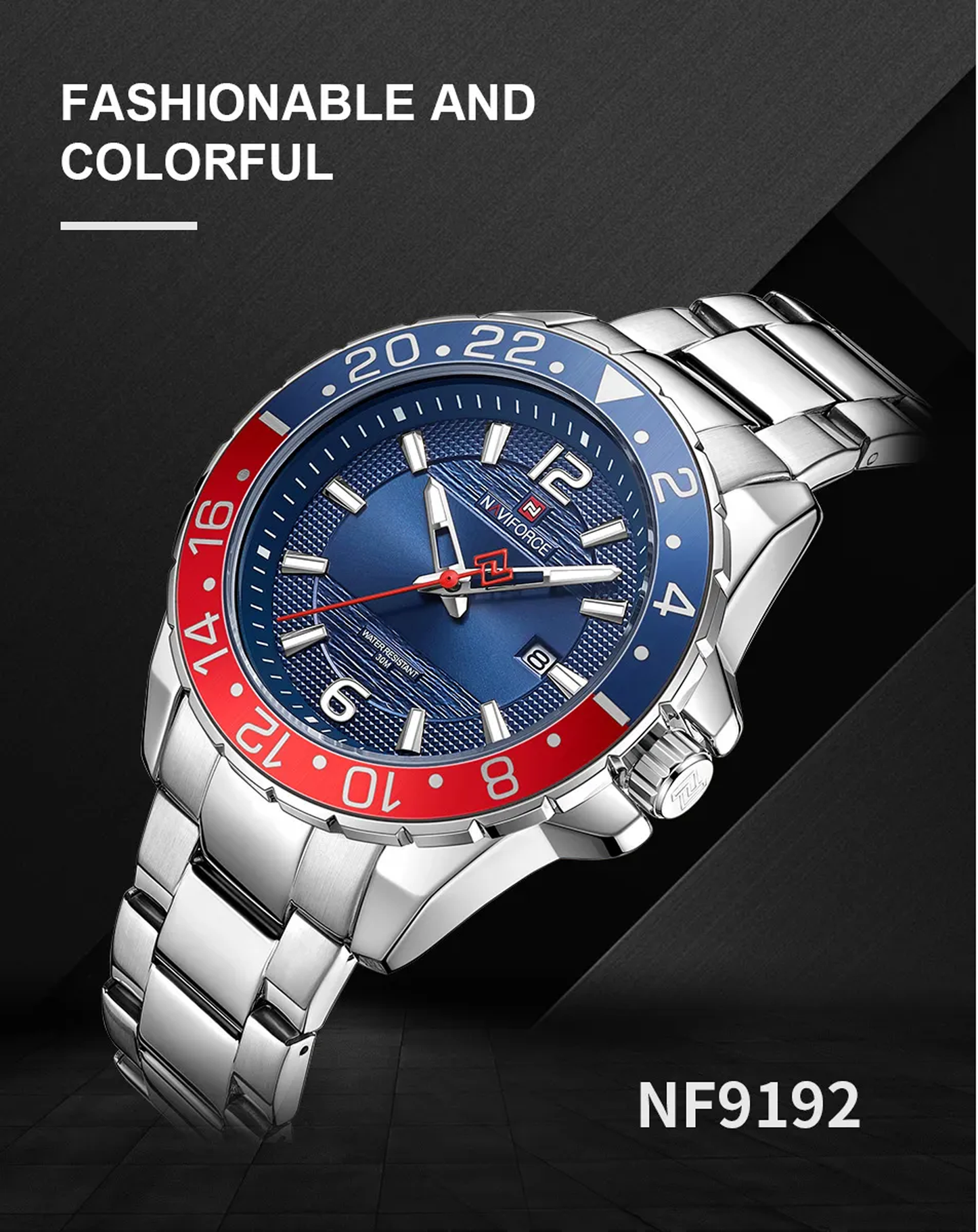 NAVIFORCE NF 9192 stylish wristwatch combining casual and business