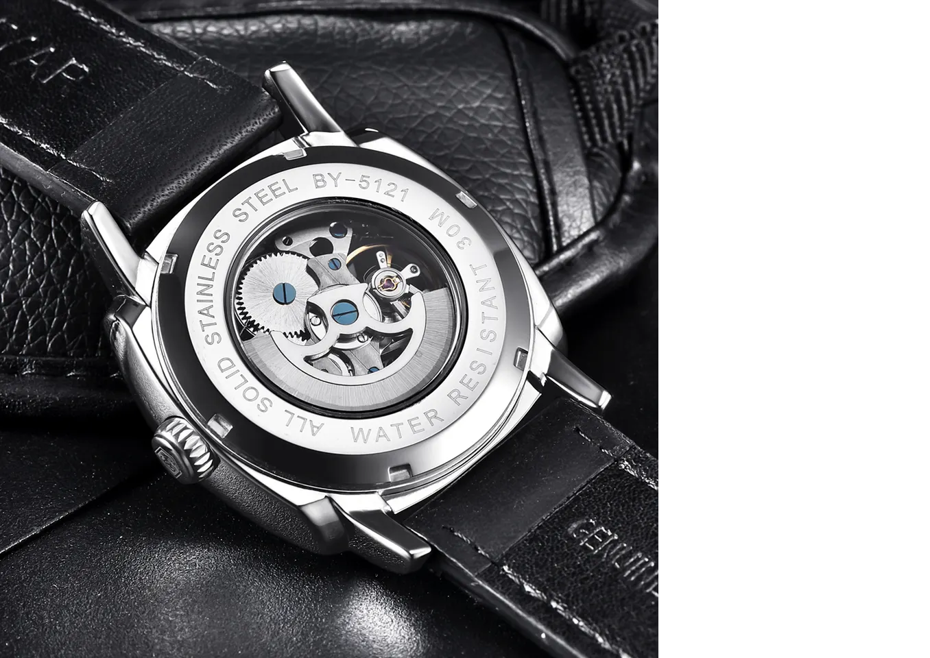 Benyar 5121 Skeleton Automatic Mechanical Watch | Genuine Leather Strap