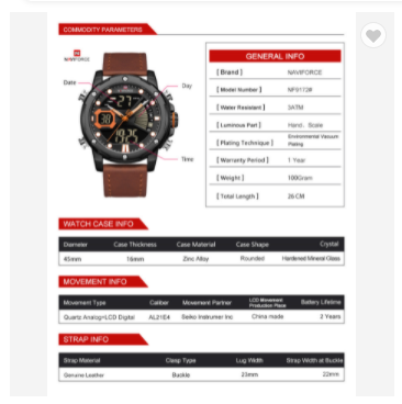 NAVIFORCE 9172 Analog Digital Men's Luxury Military Sports Watch