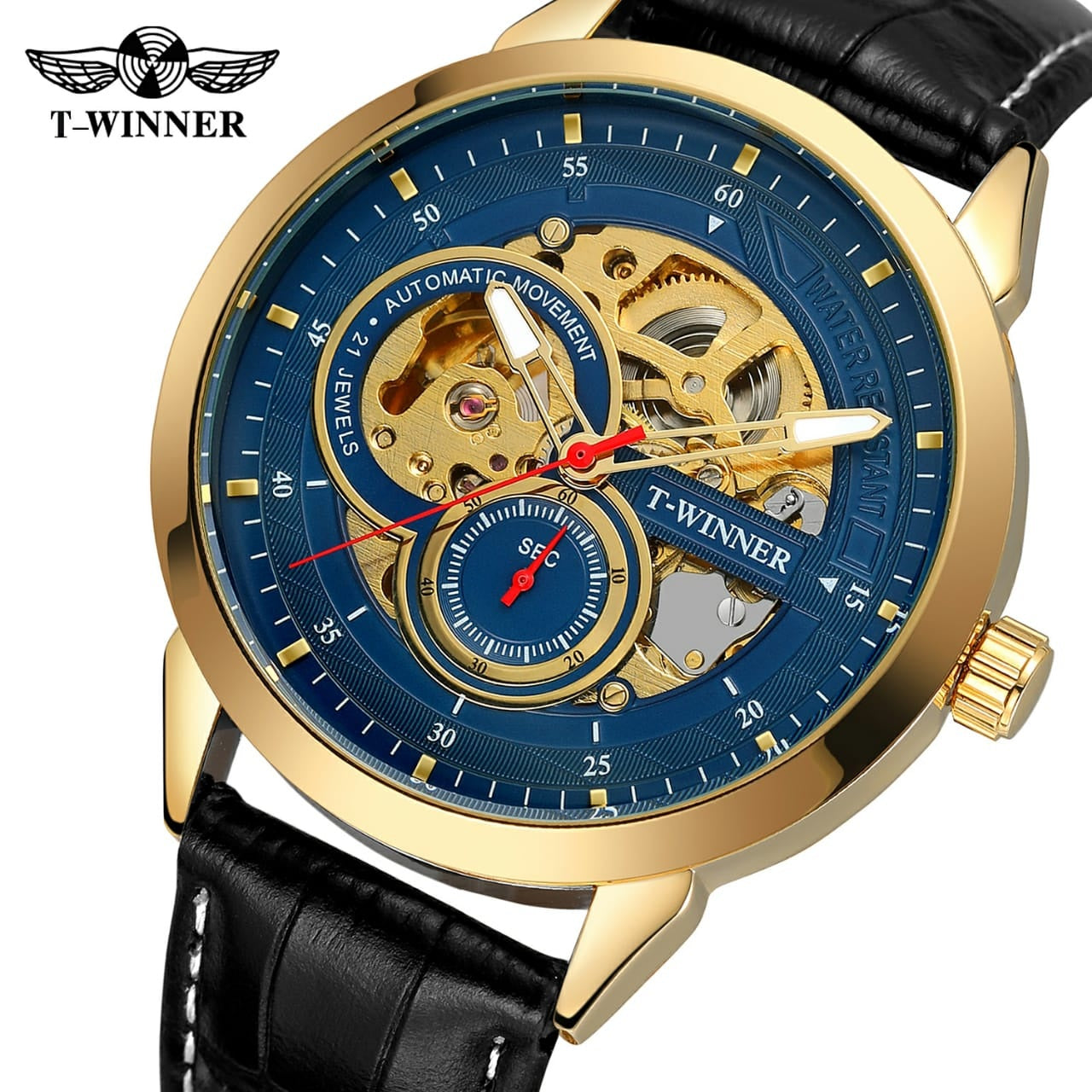 Forsining T - Winner WRG 8185 Blue Skeleton Automatic Mechanical Wrist Watch for Men