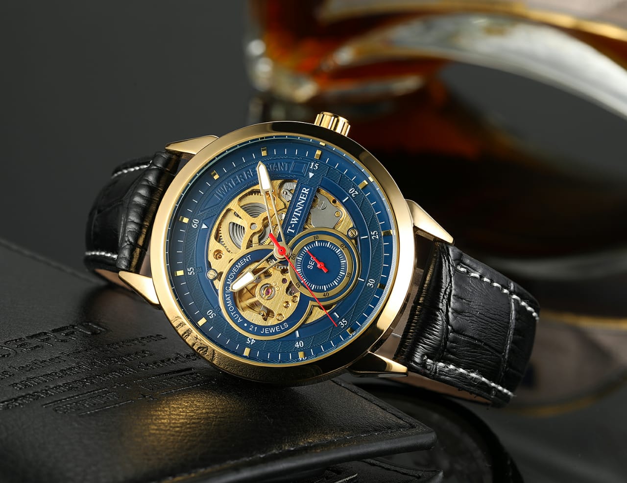 Forsining T - Winner WRG 8185 Blue Skeleton Automatic Mechanical Wrist Watch for Men