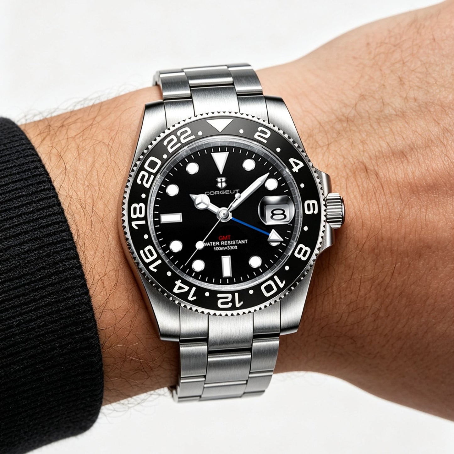 40mm GMT Diver Homage Watch โ Swiss RONDA 515 GMT Quartz | Sapphire Crystal | 100M Water Resistant