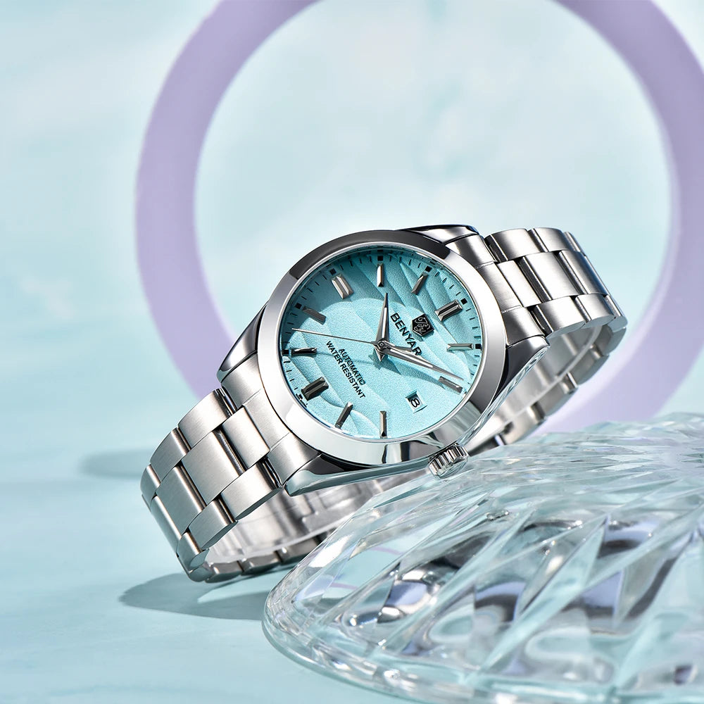 Ice blue sand-textured dial Benyar 5208M