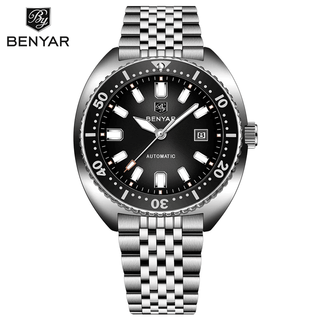 BENYAR BY5211 Automatic Dive Watch for Men – Heritage Turtle Style, 40mm Tonneau Case, BY9018 Movement, 5 ATM Water Resistant
