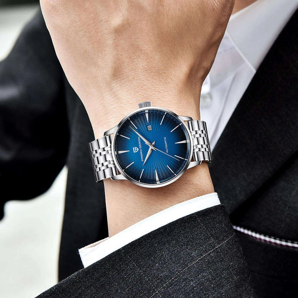 pagani 2770 Blue dial luxury watch with stainless steel bracelet for men