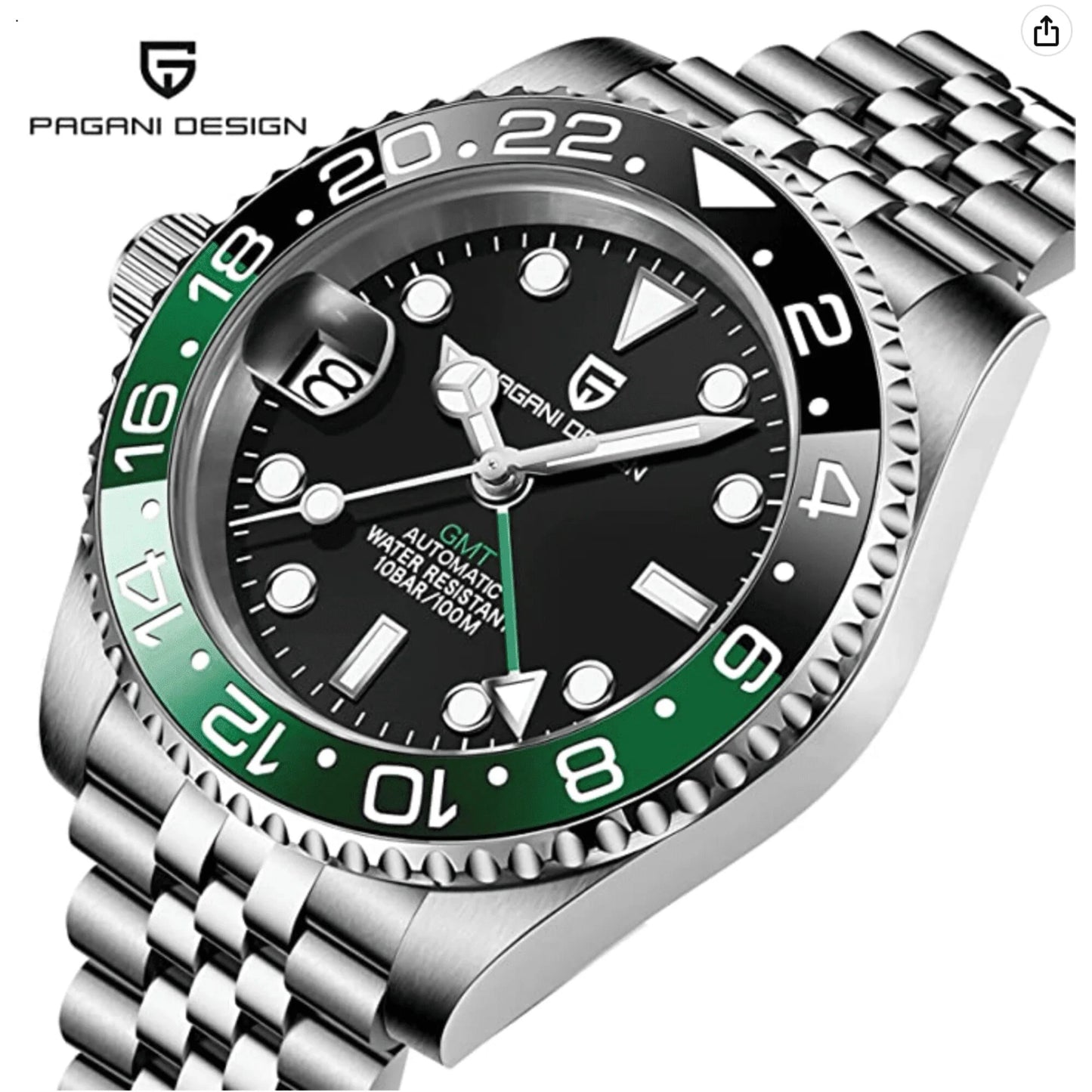Green-black Sprite bezel and crown close-up