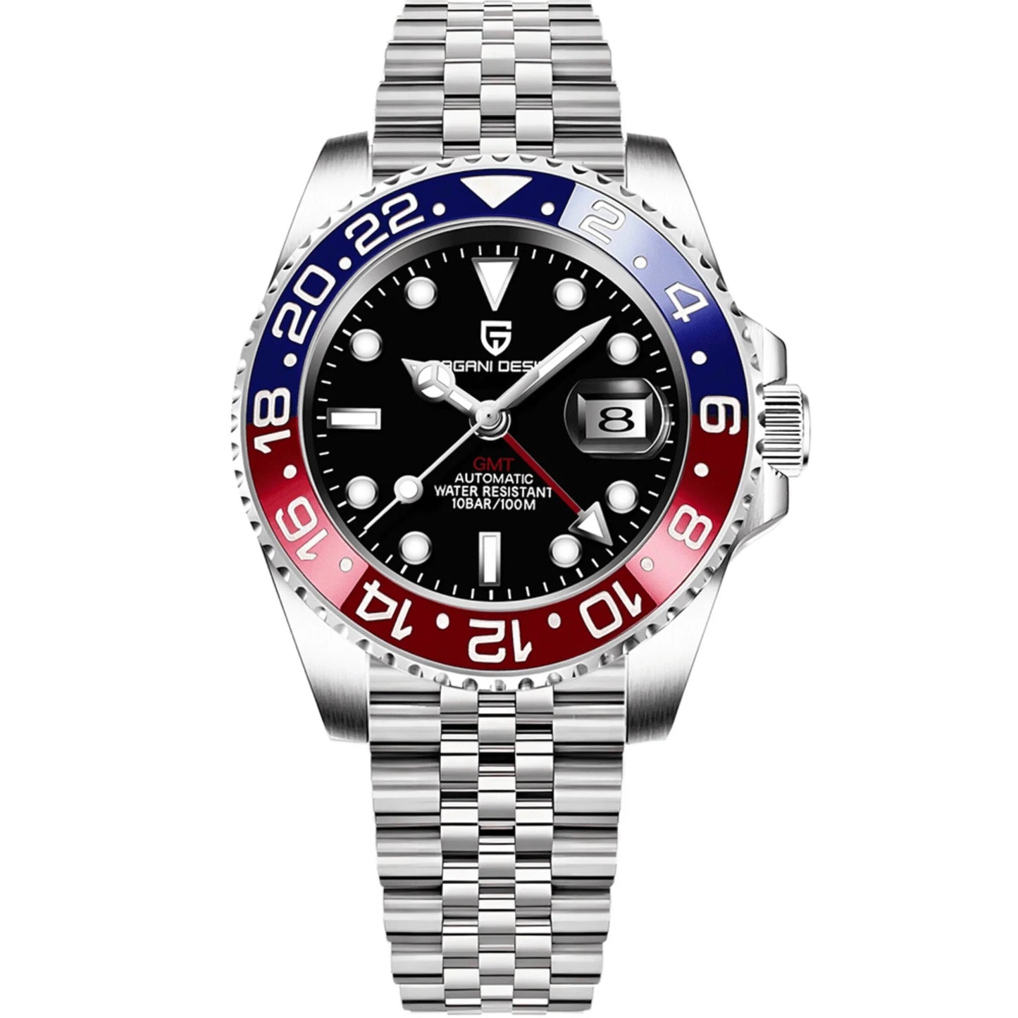 Pagani Design PD-1662 GMT Pepsi bezel front view