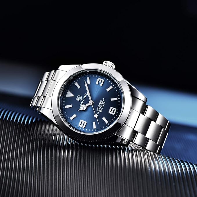Benyar BY 5177 Classic Men's Watch with Blue Sunburst Dial and Oversize Arabic Numerals