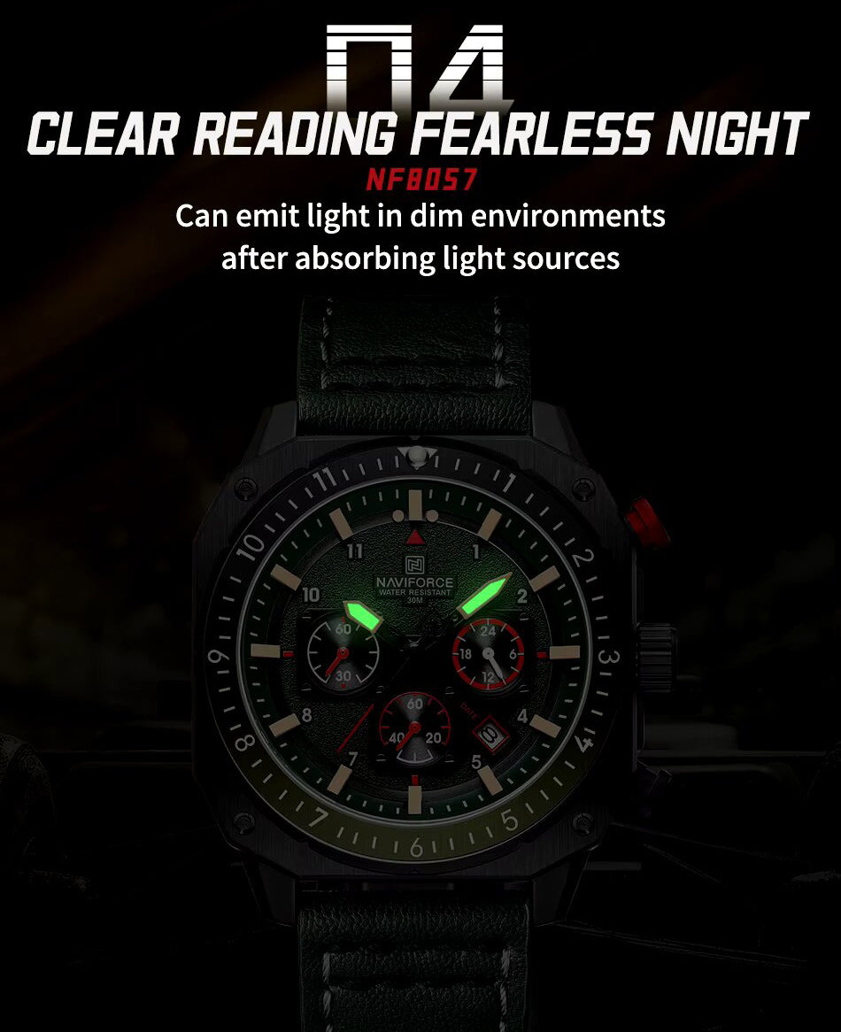 Naviforce NF8057 – Vintage Military Style Quartz Chronograph Watch for Men