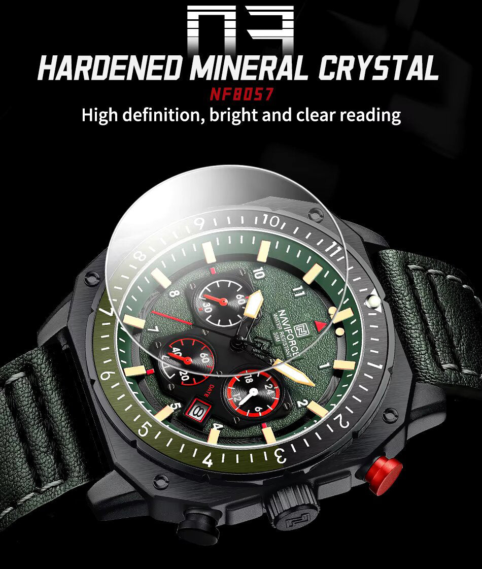 Naviforce NF8057 – Vintage Military Style Quartz Chronograph Watch for Men