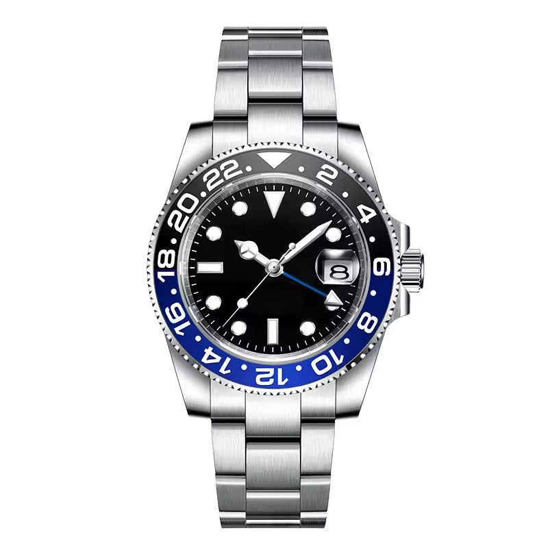 40mm GMT Diver Homage Watch – Swiss RONDA 515 GMT Quartz | Sapphire Crystal | 100M Water Resistant