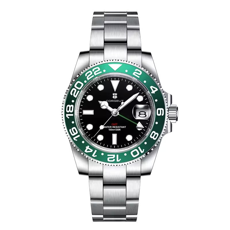 40mm GMT Diver Homage Watch – Swiss RONDA 515 GMT Quartz | Sapphire Crystal | 100M Water Resistant