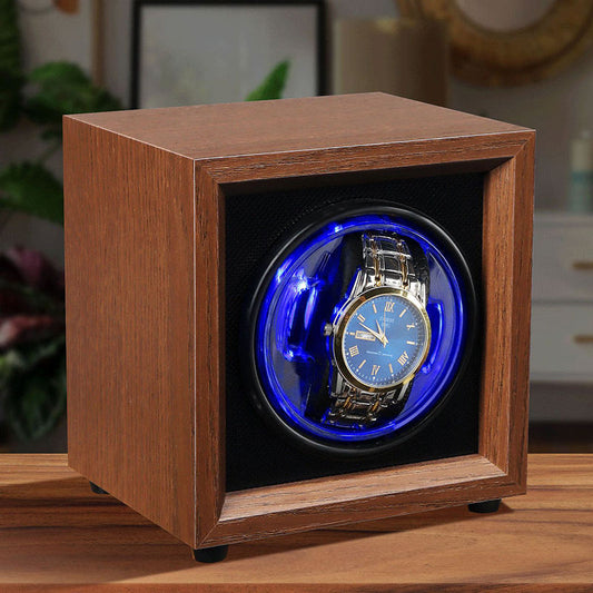 Automatic Watch Winder Box for 1 Watch | Ultra Quiet Japanese Motor | USB Powered | Wooden Display Case