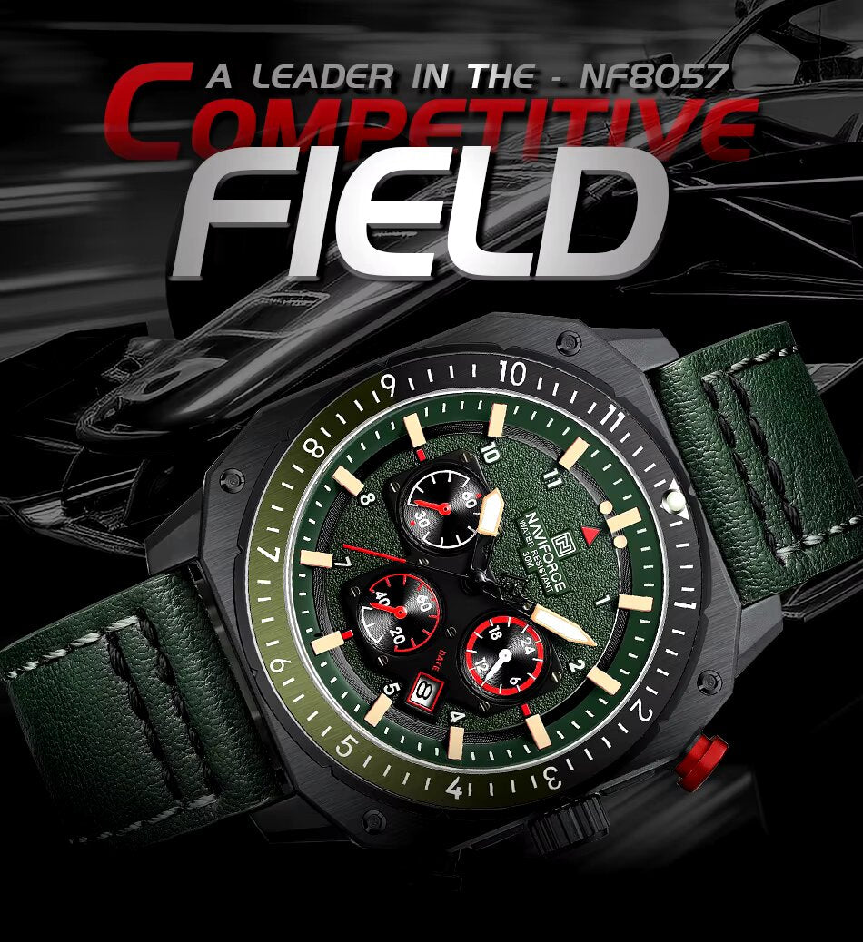 Naviforce NF8057 – Vintage Military Style Quartz Chronograph Watch for Men