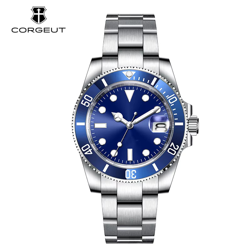 Corgute 40mm Sterile Submarine Diver Homage Watch – Swiss RONDA 515 Quartz | Sapphire Crystal | 100M Water Resistant