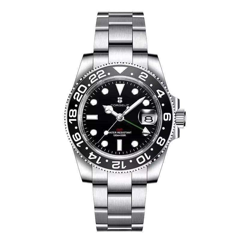 40mm GMT Diver Homage Watch – Swiss RONDA 515 GMT Quartz | Sapphire Crystal | 100M Water Resistant