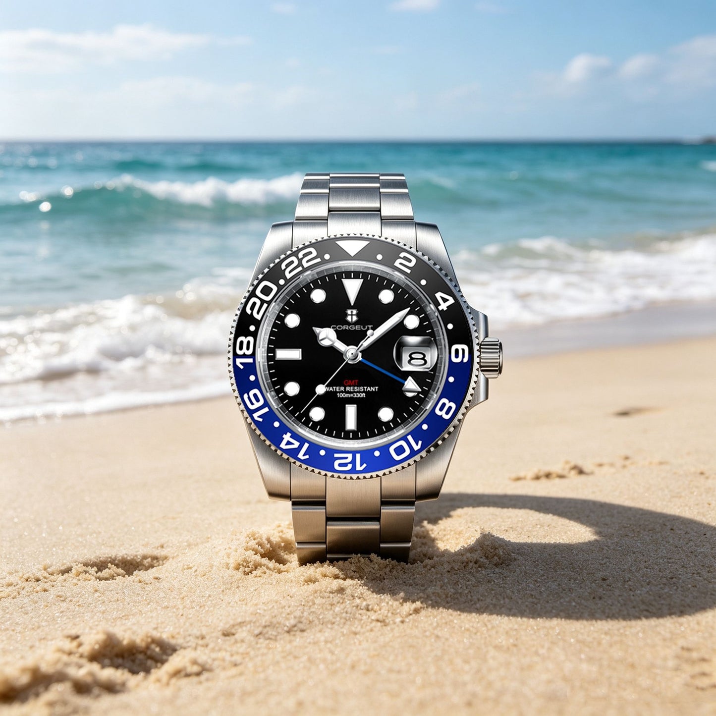 40mm GMT Diver Homage Watch – Swiss RONDA 515 GMT Quartz | Sapphire Crystal | 100M Water Resistant