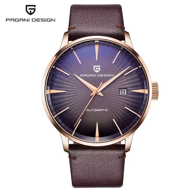 Pagani Design PD-2770 automatic watch for men purple dial with leather strap