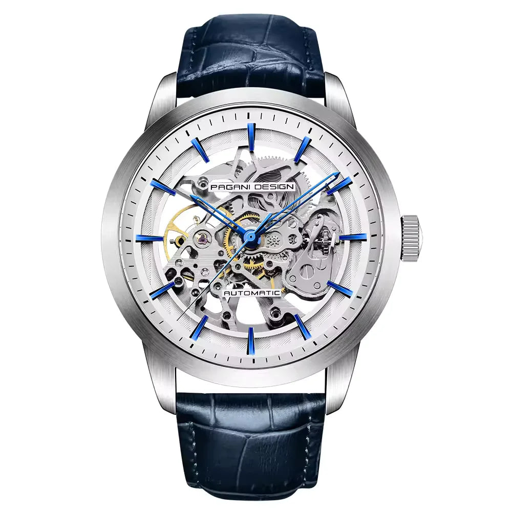 Pagani Design PD1638 skeleton automatic watch front Black dial