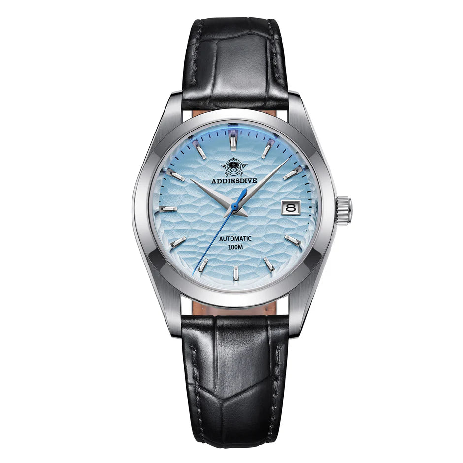 Addiesdive AD2118 sky blue dial automatic watch with leather strap