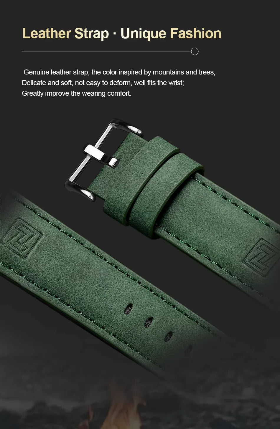 Naviforce-nf9197 Green leather strap with silver buckle -jainixi watches