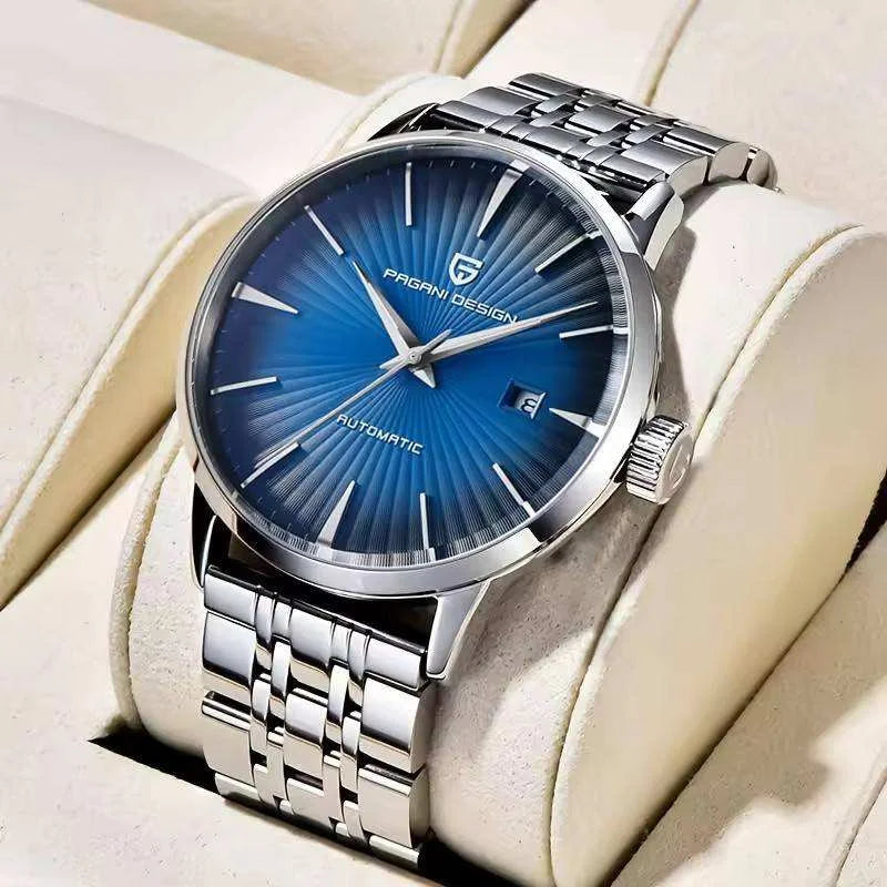 Pagani Design blue dial stainless steel automatic watch for men