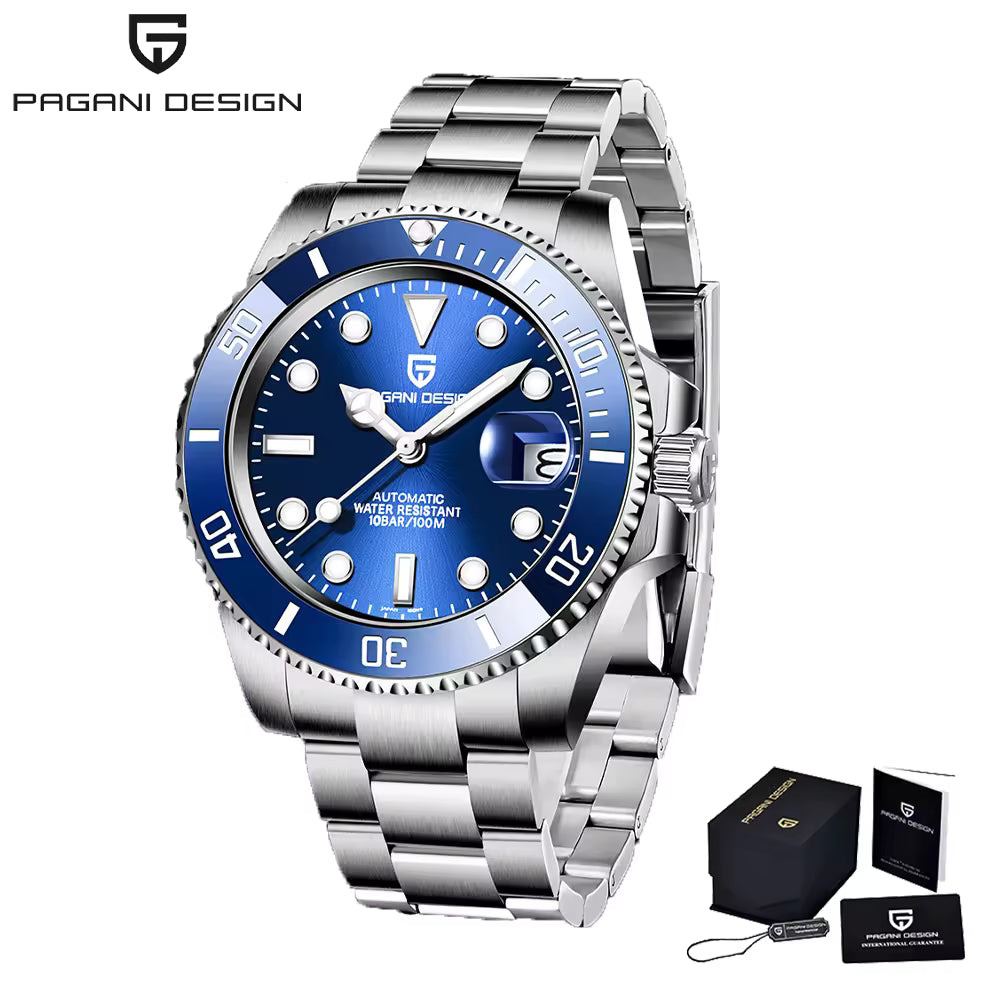Pagani Design PD-1661 blue dial automatic diver watch with sapphire crystal