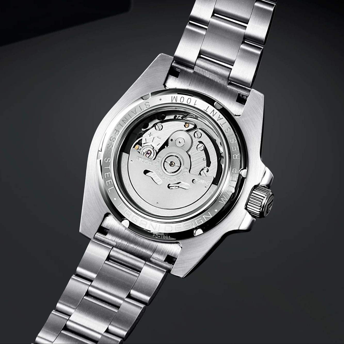 Seiko NH35 automatic movement inside Pagani Design PD-1661