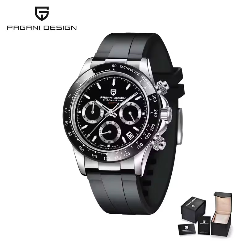 Pagani Design PD-1664 Black Sunburst Dial Chronograph Watch