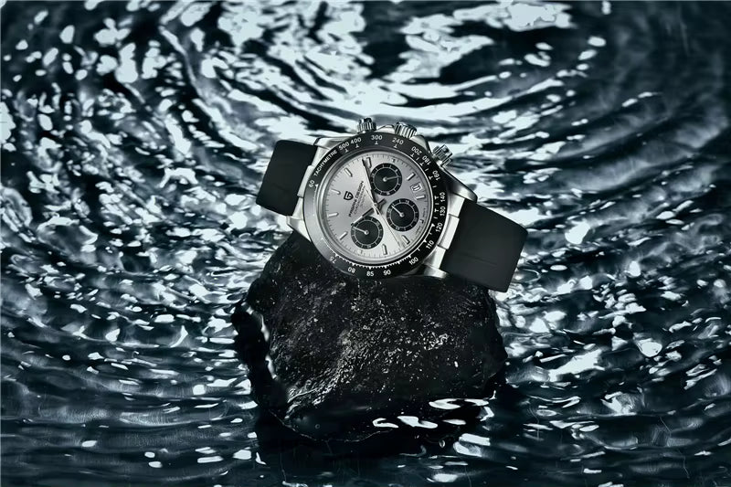 Pagani Design PD-1664 off white Chronograph Watch with Black Rubber Strap