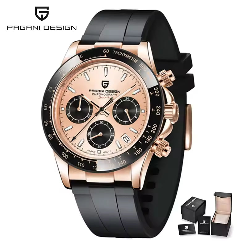 Pagani Design PD-1664 Rose Gold Sunburst Dial Chronograph Watch