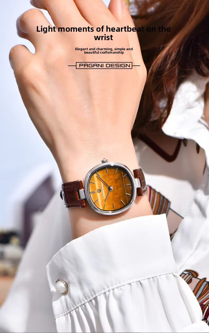 PAGANI DESIGN PD-1825 brown elegant women's watch worn on wrist