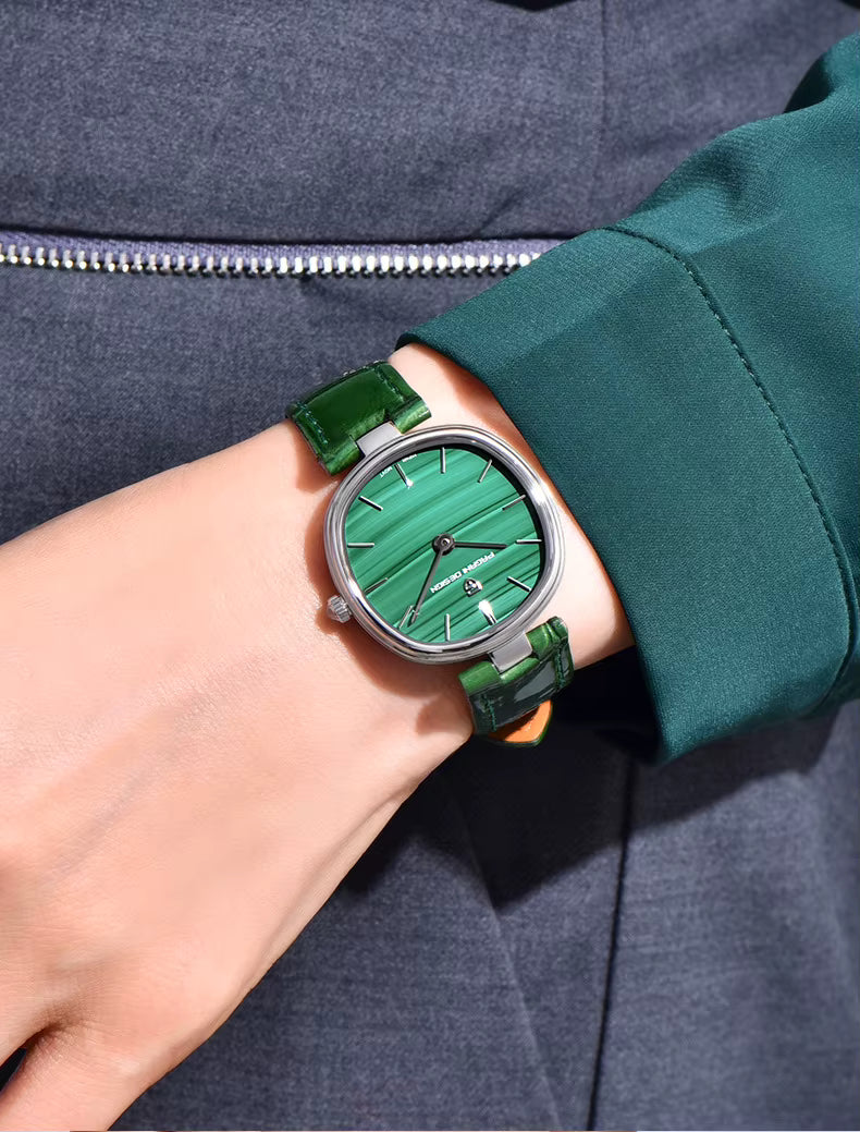 PAGANI DESIGN PD-1825 green elegant women's watch worn on wrist