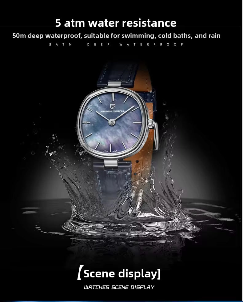 PAGANI DESIGN PD-1825 5ATM waterproof women's leather watch