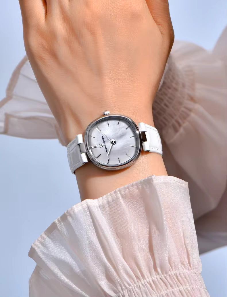 PAGANI DESIGN PD-1825 white elegant women's watch worn on wrist