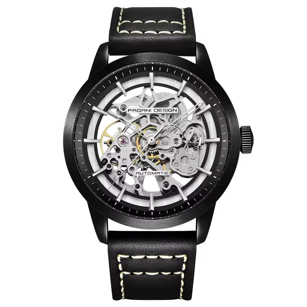 Pagani Design PD-1638 Skeleton Automatic Watch for Men | Leather Strap | Luxury Mechanical Watch India