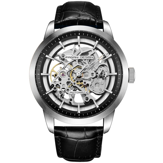 Pagani Design PD1638 skeleton automatic watch front Black dial
