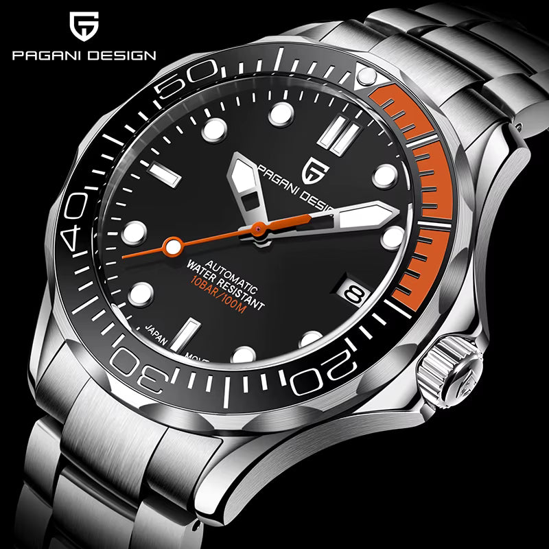 Pagani Design PD-1667 -007 Automatic Watch for Men NH35 Movement Sapphire Crystal 100M Waterproof Stainless Steel Dive Watch