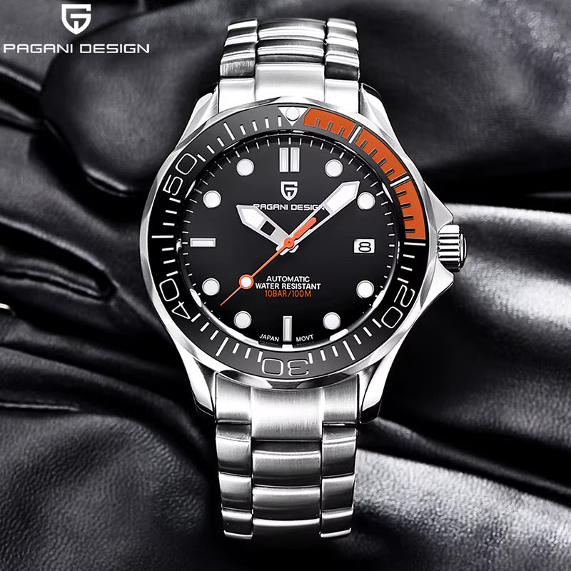 Pagani Design PD-1667 -007 Automatic Watch for Men NH35 Movement Sapphire Crystal 100M Waterproof Stainless Steel Dive Watch