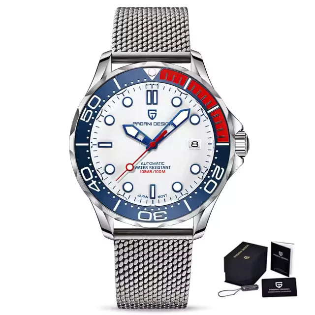 Pagani Design PD-1667 -007 Automatic Watch for Men NH35 Movement Sapphire Crystal 100M Waterproof Stainless Steel Dive Watch