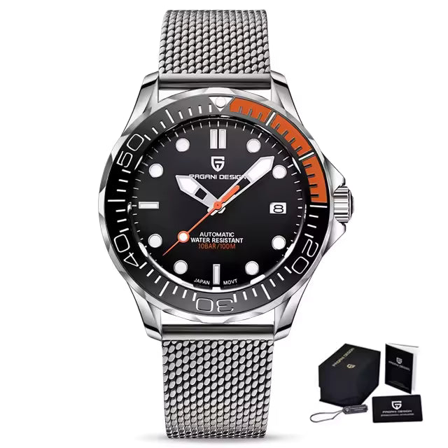 Pagani Design PD-1667 -007 Automatic Watch for Men NH35 Movement Sapphire Crystal 100M Waterproof Stainless Steel Dive Watch